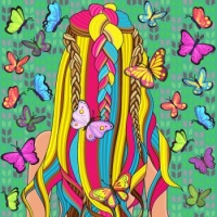 Rainbow Hair and Butterflies