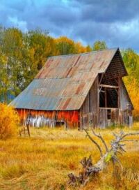 Old Weathered Red Barn....