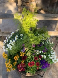 barrel of flowers