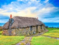 OLD Scottish Thatched Cottage Overlooking The Water --  Isle Of Skye...