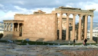 The Erechtheum on the Acropolis of Athens.