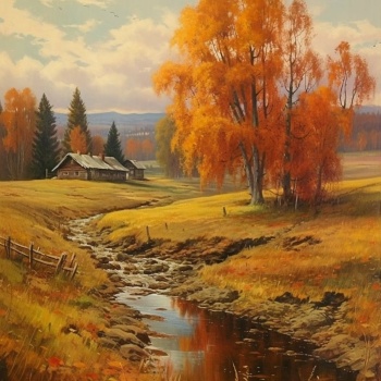 Solve Autumn River Landscape jigsaw puzzle online with 225 pieces