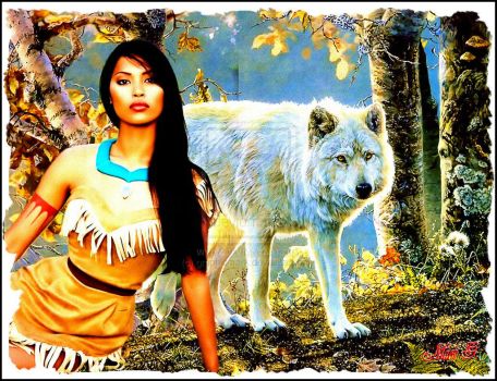 Pocahontas and a wolf