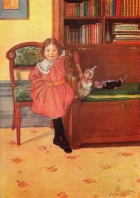 Carl Larsson 'Little Girl With Her Dolls In Her Father's Library'