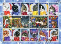 Christmas Cats Stamp Collection