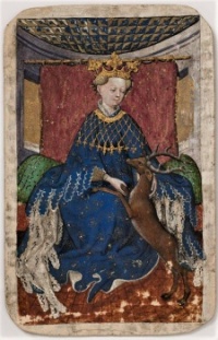 Queen of Stags - early 15th century Stuttgart PLaying Cards