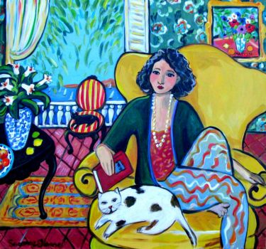 Solve Matisse Girl and Cats jigsaw puzzle online with 380 pieces