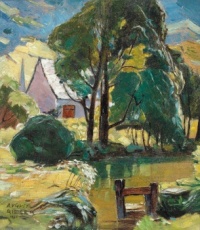August Rieger (Austrian, 1886–1941), House by the Pond (1935)