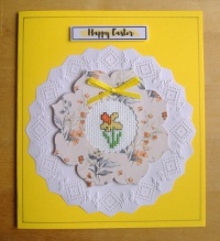 Seasonal Crafts - Papercraft - Easter Cross Stitch Card - Daffodil on Yellow (9 - 256 Pieces)