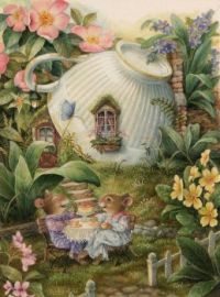Such An Enchanting Watercolor~'A Tea Party' By Artist Susan Wheeler