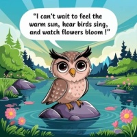 Owl on Rock in Pond from Owls Life FB