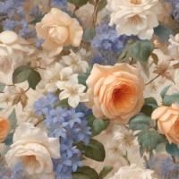 David Austin roses and a touch of blue, a perfect match