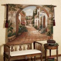 Tuscan style quaint town wall tapestry