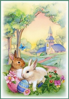 Vintage Easter Bunnies 1 (Large)