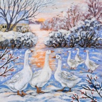 Seasonal Art - Winter Birds - Water Fowl Geese in the Snow (9 - 196 Pieces)