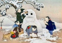 Kobayashi Eitaku - (Japanese, 1843 - 1890) - Snowman, 1888.