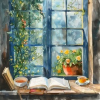 A Book, A Cup of Coffee, and a Window