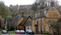 Village of Rockingham, with Rockingham Castle on the hill, Northamptonshire, UK
