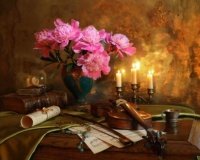 Still Life With Violin And Flowers (8)