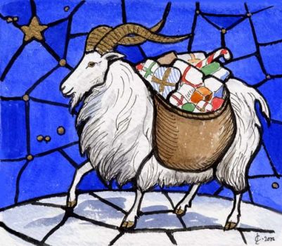 Stained Glass Yule Goat
