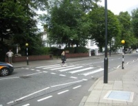 Beatles Fan Crossing Abbey Road