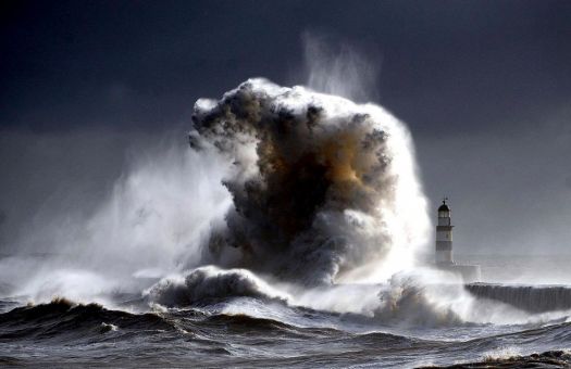 Storm on Seaham Bay, England