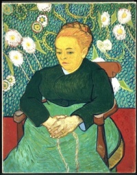 Vincent van Gogh - La Berceuse (Augustine Roulin), early 1888. / Resize from 12 to 525 pieces. La Berceuse (Augustine Roulin) by Vincent van Gogh, completed in early 1889.
