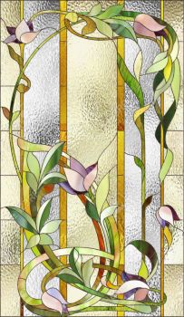 51353471-Stained-glass-window-with-purple-floral-pattern-Stock-Photo