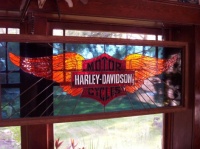 Stained Glass Vintage Harley Wings