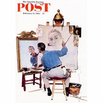 Solve Norman Rockwell ~ Triple Self Portrait jigsaw puzzle online with ...