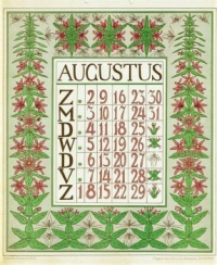 Netty Van der Waarden - Art Nouveau Calendar Page for August 1903.