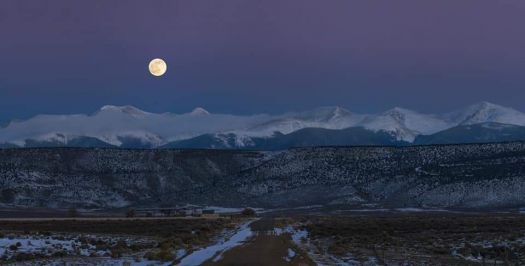 Full Moon Over Sangre de Cristo Mountains in Colorado