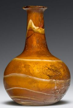 Glass Ribbon Flask, 1st century A.D., Roman