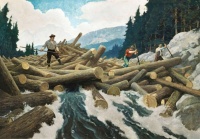N. C. Wyeth (American, 1882–1945), Breaking the Log Jam (1943)