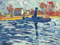 Maurice de Vlaminck (French, 1876–1958), Le remorqueur à Chatou (ca 1907)