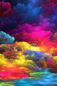 a bunch of coloured clouds