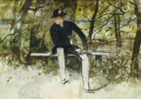 A Man Sitting on a Bench Ferdinand Heilbuth