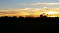 Sunset over the lonely paper mill