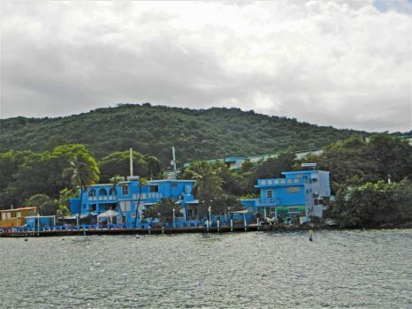 blue buildings on shore, 2015 trip