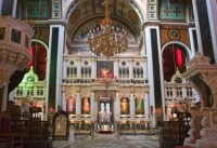 Island of Syros, Greece - Interior of St. Nicholas Cathedral.