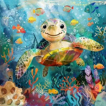 Solve Happy Turtle jigsaw puzzle online with 100 pieces