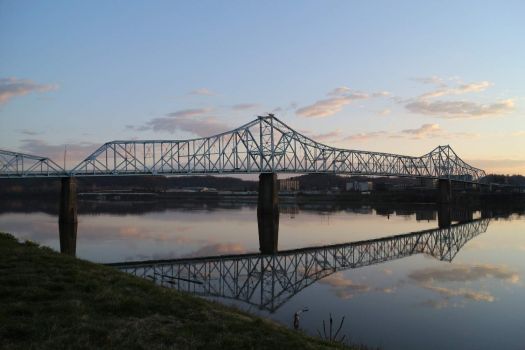 old Ironton-Russell bridge as viewed from the KY side of the Ohio River