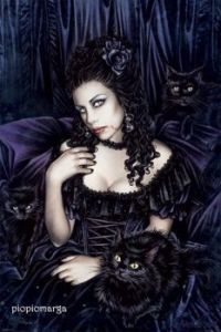 Woman & Black Cats
