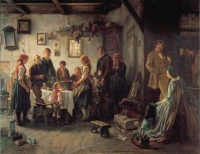 Swabians (German speaking people) at a post office in the Black Forest