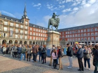 This enormous enclosed square - with two archway entrances on each of the four sides, is Plaza Mayor. It why I chose my hotel. . . just a few steps away from one of those "gates".
