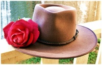 A Lovely Pink Rose Graces a Western Hat Brim
