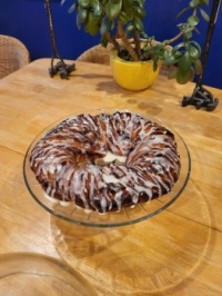 Sourdough blueberry coffee cake