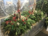 Red/Gold/Green Christmas Planter Plunker Arrangements with Red Birds