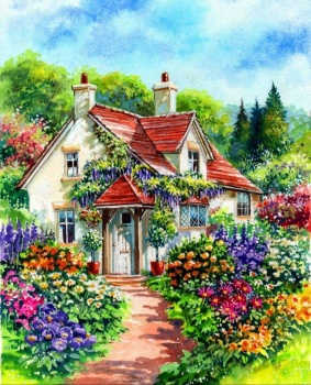 Solve COUNTRY COTTAGE jigsaw puzzle online with 63 pieces