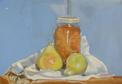 Pears and jar